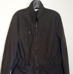 Coldwater Creek army green utility zip up jacket women size 12